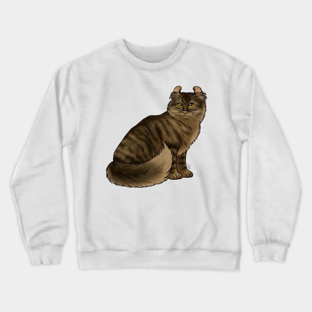 Cat - American Curl - Brown Tabby Crewneck Sweatshirt by Jen's Dogs Custom Gifts and Designs